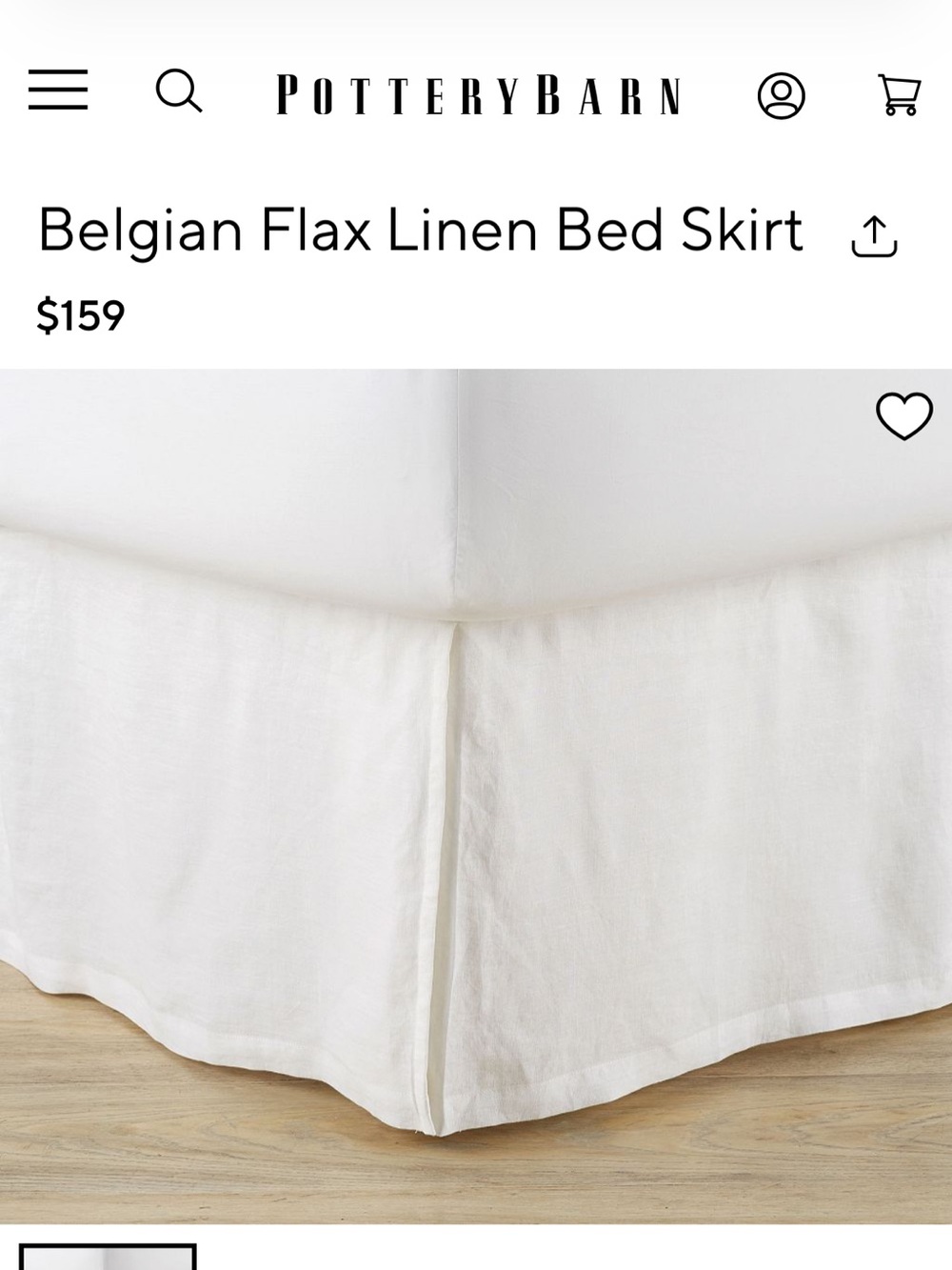 Pottery Barn Belgian Flax Linen Bed Skirt in White